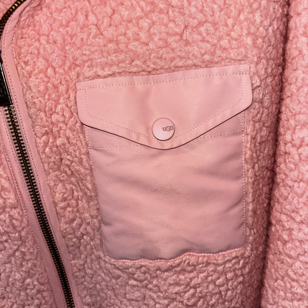 UGG Kadence Sherpa Hoodie Zip Jacket Pink Fleece Size M - Picture 3 of 8